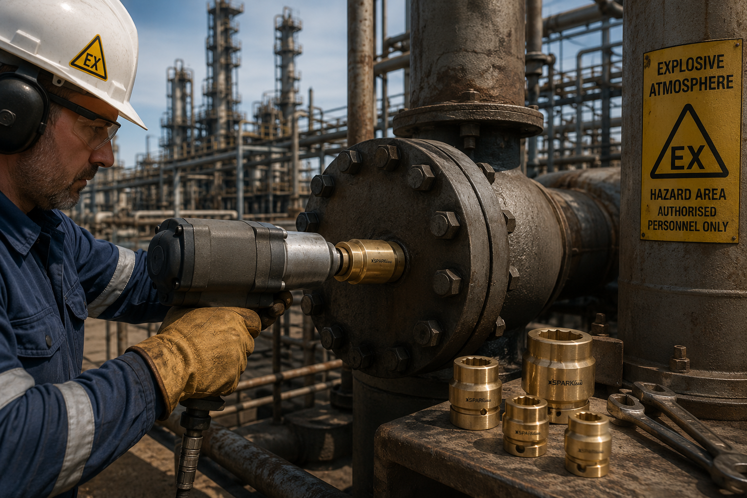 Non-Sparking Sockets Ensure Safe Bolting and Flange Maintenance in Refinery Explosive Atmosphere Zones